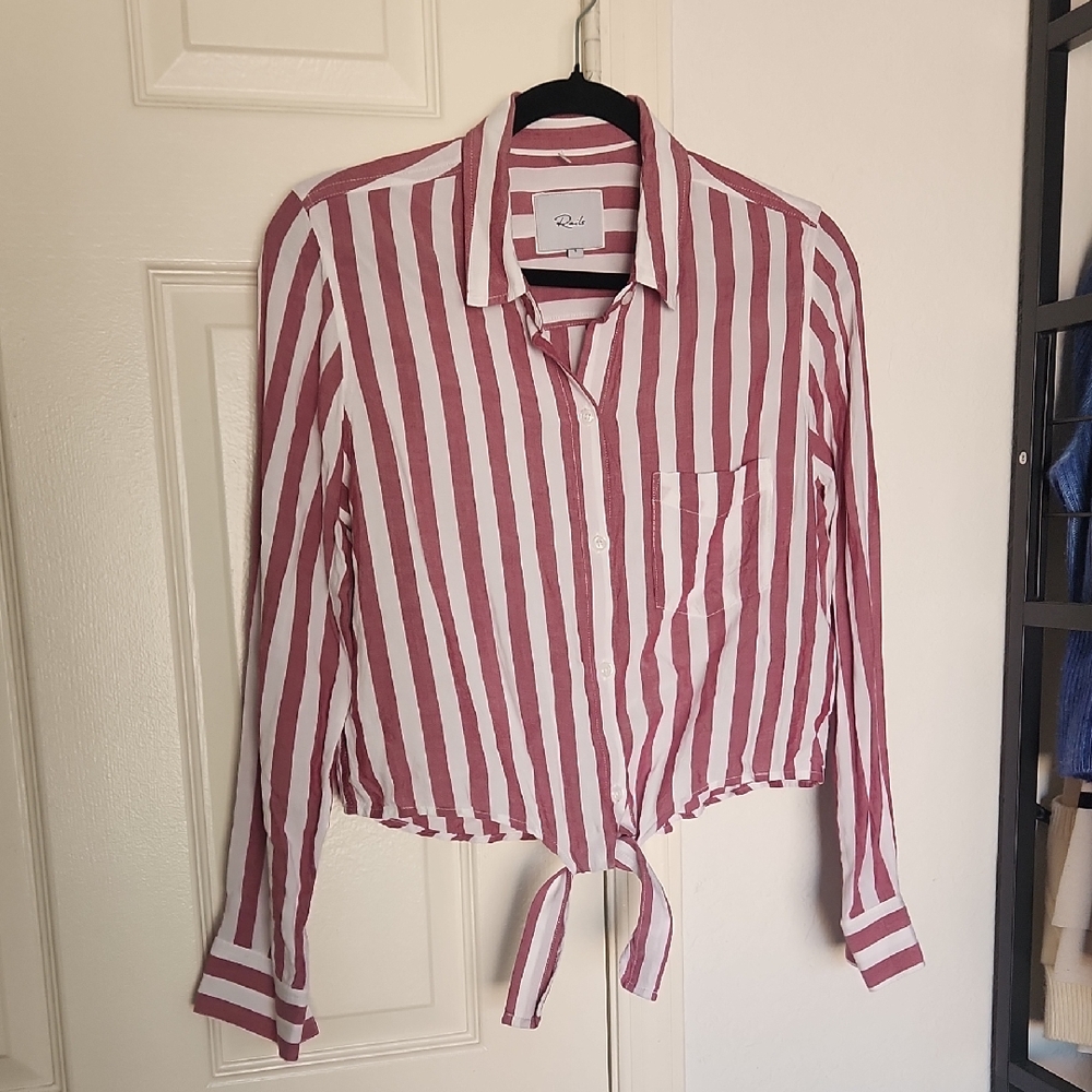 Rails Striped Front Tie Crop Top Small